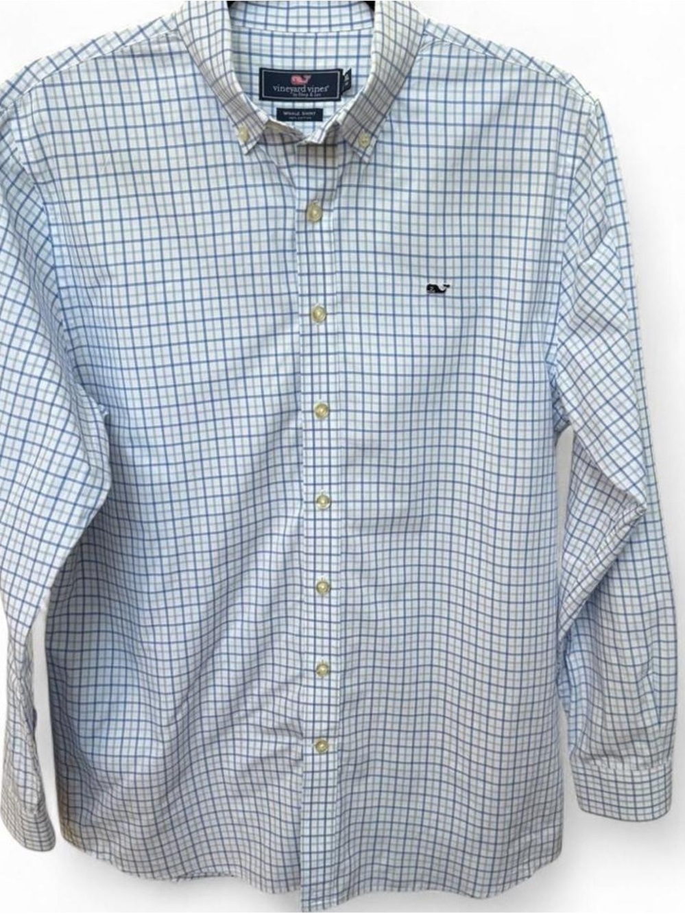 🐋 Vineyard Vines Whale Shirt Blue Check Sz XL | Excellent